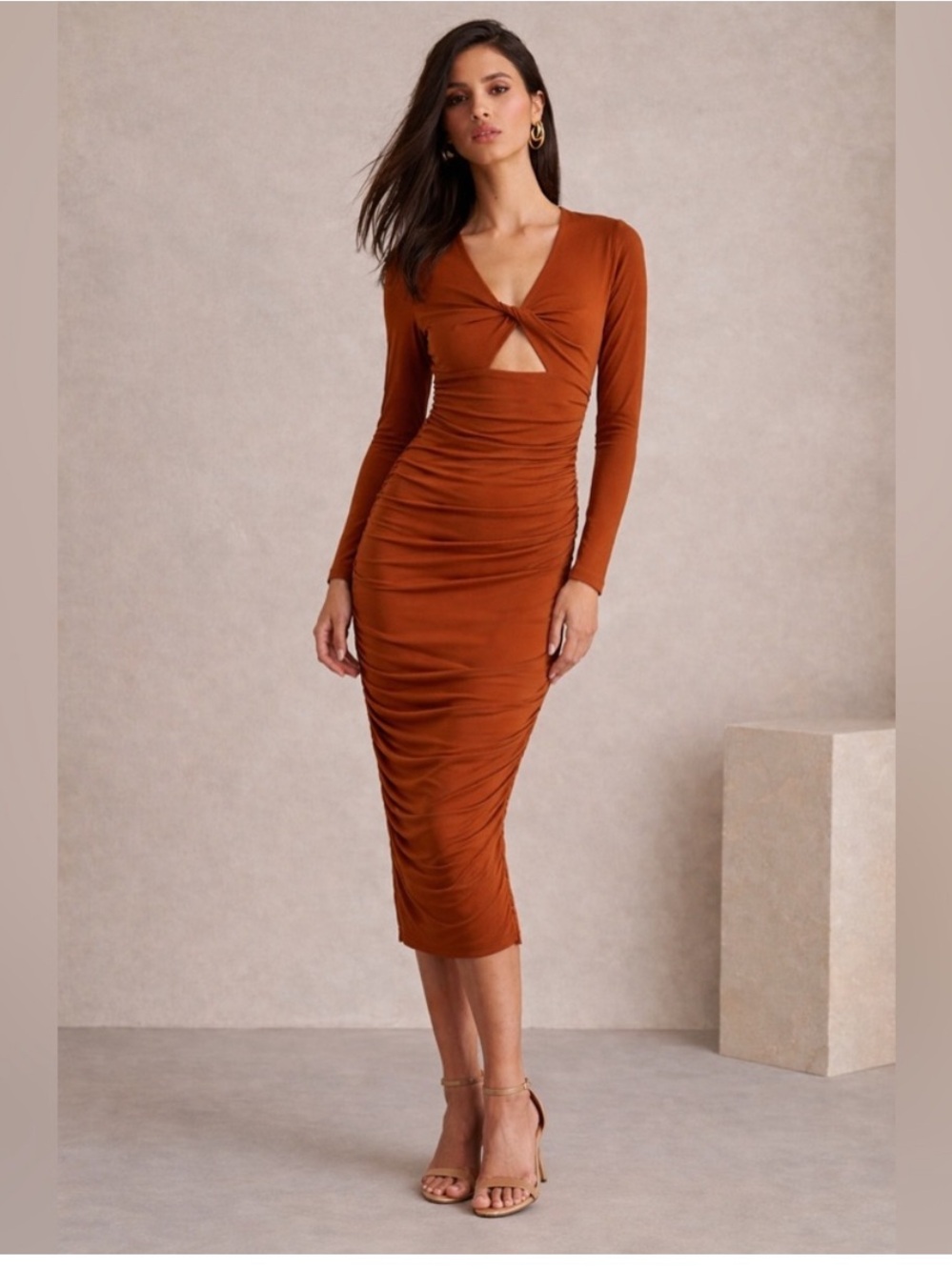 Anthropologie Burnt Orange Bodycon Dress